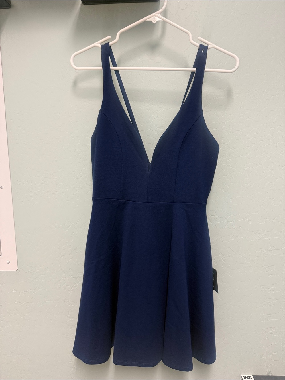 Lulu's Navy Blue V-Neck Fit-and-Flare Dress